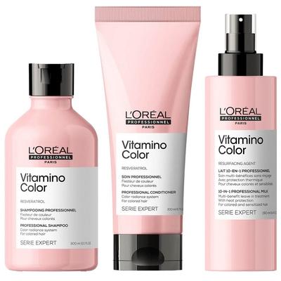 L'OREAL PROFESSIONNEL SHAMPOO 300ML + ACONDICIONADOR + SPRAY 10 EN 1 VITAMINO COLOR