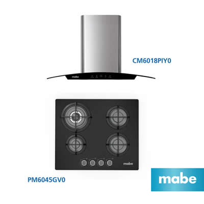 MABE COMBO COCINA EMPOTRABLE PM6045GV0 60CM + CAMPANA PARED CM6018PIY0 60CM