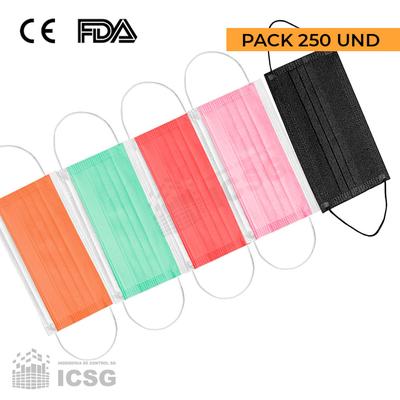 MASCARILLA QUIRURGICA 3 PLIEGUES PACK X 250U COLORES ALEATORIO
