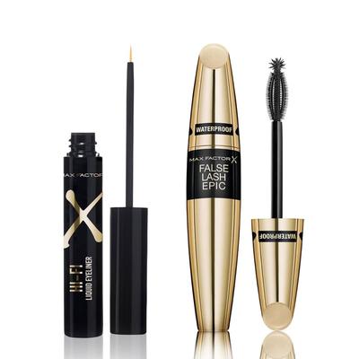 MAX FACTOR SET MASCARA FALSE LASH EPIC WATERPROOF + SOMBRAS MASTERPIECE CAPUCCINO