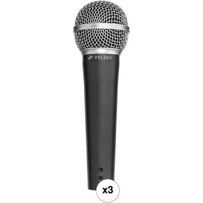 MICROFONO MANO DINAMICO POLSEN M-70 PAQUETE 3 VOCALES DISCURSO VIVO DISEÑO ROBUSTO M-70