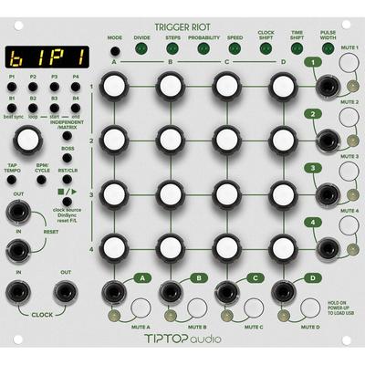 MODULO EURORACK TIPTOP AUDIO TRIGGER RIOT SECUENCIADOR DISPAROS 28HP BLANCO TRIGGER RIOT