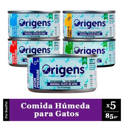 ORIGENS PACK X5 COMIDA HUMEDA PARA GATO VARIOS SABORES 85GR