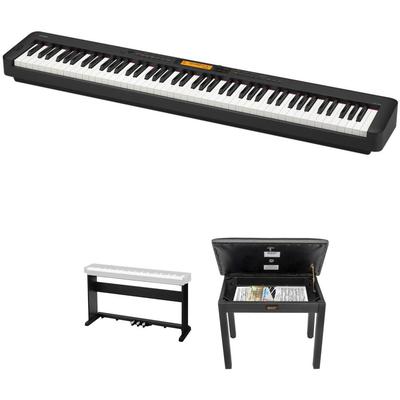 PIANO DIGITAL PORTATIL CASIO CDP-S360 88 TECLAS SOPORTE MADERA 3 PEDALES Y BANCO NEGRO CDP-S360
