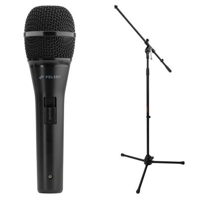 POLSEN M-85-B KIT MICROFONO DINAMICO PROFESIONAL SOPORTE CABLE NEGRO M-85-B