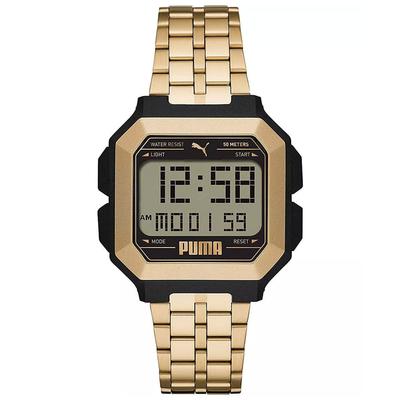 PUMA RELOJ HOMBRE DIGITAL P5052 REMIX LUZ FONDO CORREA ACERO INOXIDABLE DORADO