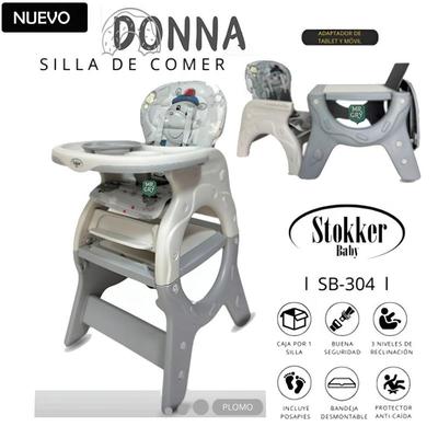 SILLA DE COMER PARA BEBE DONNA CON PLATO Y LEGO PLOMO