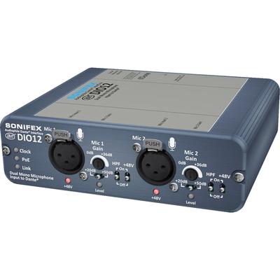SONIFEX AVN-DIO12 CONVERSOR ENTRADA DUAL MICROFONO DANTE CONTROL GANANCIA FILTROS AVN-DIO12