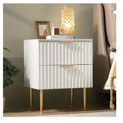 TU MESITA VELADOR MESA DE NOCHE ROSMERY ACANALADA 2 CAJONES