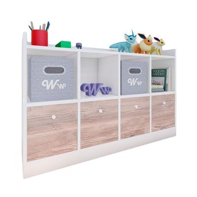 WONDER WOOD MUEBLERIA ORGANIZADOR COMODA JUGUETERO MONTESSORI 4 COMPARTIMIENTOS Y 4 CAJONES