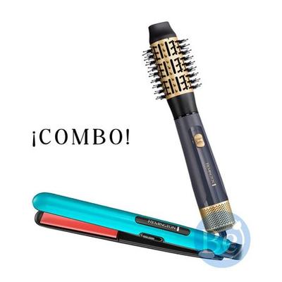 BABYLISSPRO COMBO REMINGTON ALISADORA CERAMIC COLORS S1520 Y CEPILLO SAPPHIRE LUXE AS20A