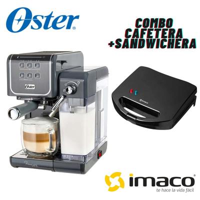 COMBO CAFETERA OSTER PRIMALATTE BVSTEM6801M + SANDWICHERA IMACO IST 101N
