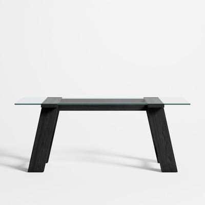ESCRITORIO CRATE&BARREL MADISON EBONY DE CRISTAL CON BASE DE MADERA DE PINO