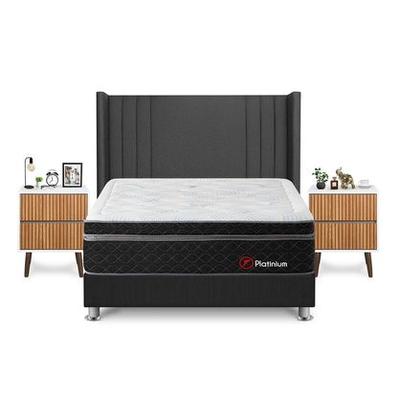 FORLI DORMITORIO PLATINIUM QUEEN GRIS + VELADOR MILAN + ALMOHADA + PROTECTOR