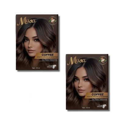 SHAMPOO TINTE MUSA CAFE 1B ARGAN 25ML X 10 SACHETS 2 UND