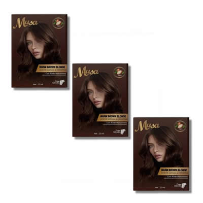 TINTE MUSA MIEL 6.1 CON ARGAN 25ML X 10 SACHETS 3 UNIDADES