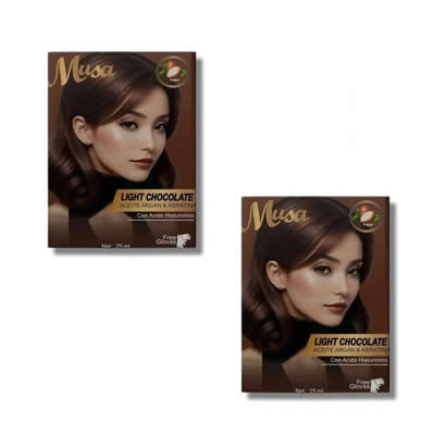 TINTE MUSA SHAMPOO CHOCOLATE CLARO 5B 25ML X 10 SACHETS 2 UNIDADES