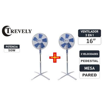 TREVELY COMBO VENTILADOR 16 PULGADAS 3 EN 1 VT-1610 50W