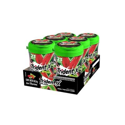 TRIDENT CHICLE X SPLASH FRESA Y LIMON DISPLAY 6 UND