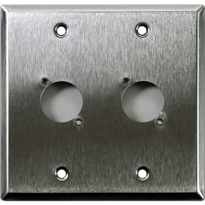 WHIRLWIND WP2/2NDH 2-GANG WALL PLATE PUNCHED 2 NEUTRIK XLR TERMINALS STAINLESS STEEL