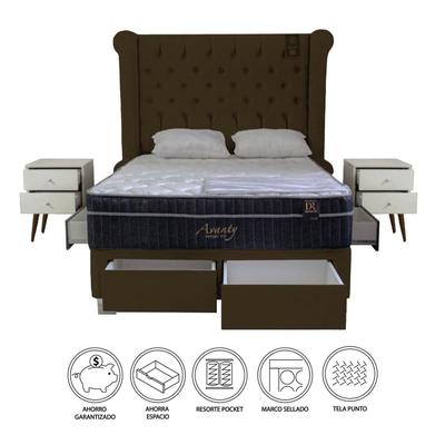 DORMITORIO BARAKA HOME POCKET VIP 2 PLAZAS + 4 CAJONES + CABECERA