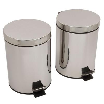 JUST HOME COLLECTION PAPELERA REDONDA METAL CON PEDAL 5 LITROS