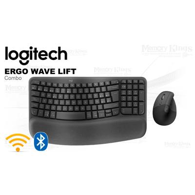 TECLADO MOUSE LOGITECH ERGO WAVE LIFT BLUETOOTH PARA ZURDOS
