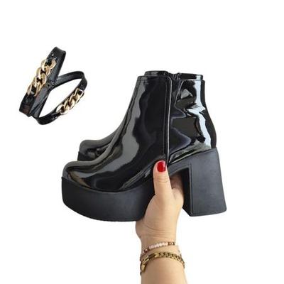 BOTA MUJER PU TACO 9 CHAROL DOBLE 1177 5C-68