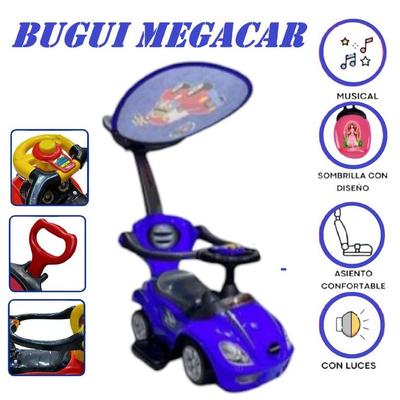 BUGGIE EMPUJADOR 3 EN 1 NIÑO MEGACAR MUSICAL LUCES