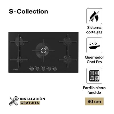 COCINA ENCIMERA SOLE SCOLLECTION PUREBLACK GAS SMART 90CM 3120SOLCO076