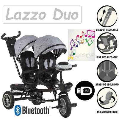 EBABY TRICICLO MELLICERO GIRATORIO RECLINABLE LUCES MUSICAL LAZZO DUO