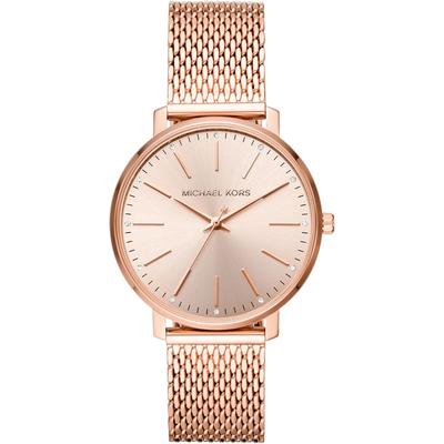 MICHAEL KORS PYPER RELOJ MUJER CORREA ACERO CUERO SILICONA SET REGALO ORO ROSA ROSA