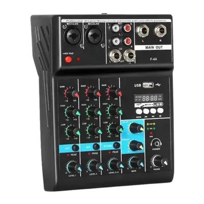 MEZCLADOR AUDIO PROFESIONAL EN VIVO 4 CANALES BLUETOOTH USB F-4A