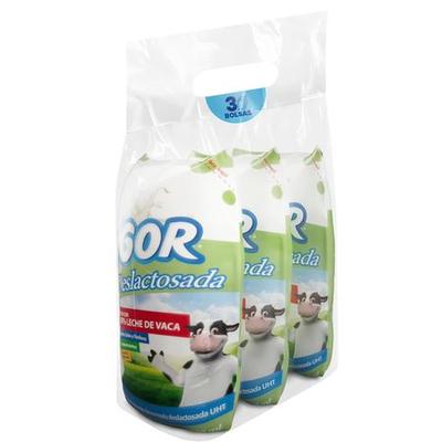 LECHE SIN LACTOSA VIGOR UHT SEMIDESCREMADA BOLSA 800ML PAQUETE 3UN