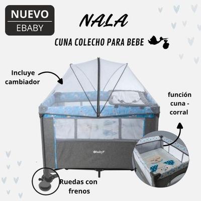 EBABY CUNA COLECHO CORRAL NALA CON CAMBIADOR AZUL DARK