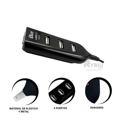 HUB RYBIU TRANSPORTABLE 4 PUERTOS USB 2.0 52054-RD
