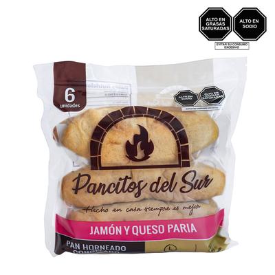 PAN ARTESANAL CONGELADO RELLENO JAMON Y QUESO PANCITOS DEL SUR BOLSA 6 UNIDADES
