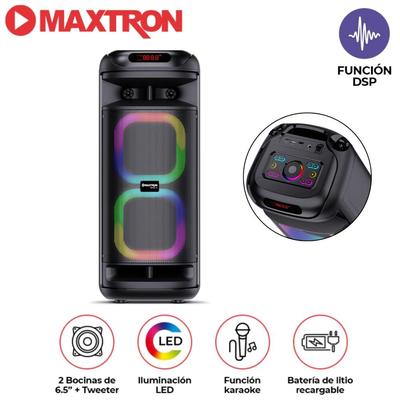 TORRE SONIDO MAXTRON MX 601 BECKER 2 BOCINA 2 MICROFONO LED