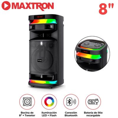 TORRE SONIDO MAXTRON MX 821 STELLAR 1 BOCINA 2 MICROFONO LED FLASH