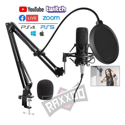 MICROFONO CONDENSADOR PROFESIONAL ESTUDIO USB BRAZO AJUSTABLE ANTIPOP BM-800TZ