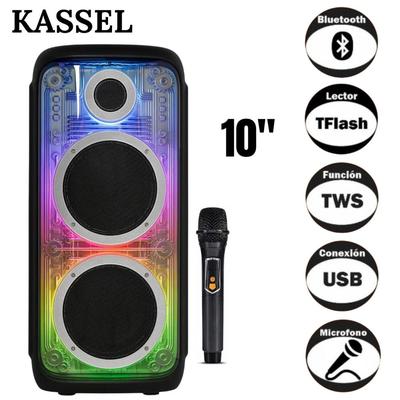 PARLANTE TORRE PORTATIL K2103 USB BT TWS LUCES RGB + MICROFONO