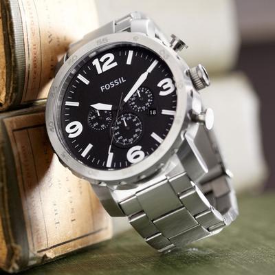 RELOJ ANALOGO PARA HOMBRE FOSSIL NATE CRONOMETRO FECHA JR1353