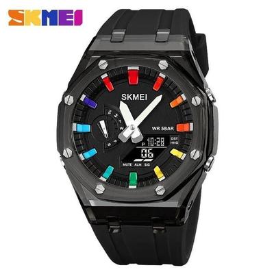 RELOJ SKMEI 2100 CORREA SILICONA AZUL HORA MUNDIAL