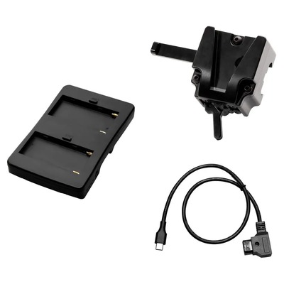 ADAPTADOR V-MOUNT COLBOR + KIT PLACA ADAPTADORA BATERIA NP-F LUZ LED