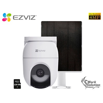 CAMARA SEGURIDAD EZVIZ CB8 LITE 4MP + PANEL SOLAR KIT AUDIO DOBLE VIA NOCHE COLOR SIRENA LUZ BATERIA 256GB