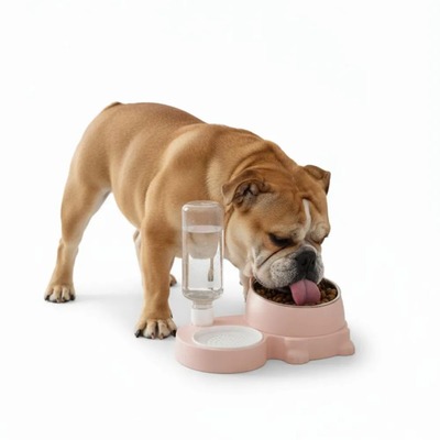 COMEDERO + BEBEDERO 2 EN 1 CON DISPENSADOR AGUA PERRO GATO