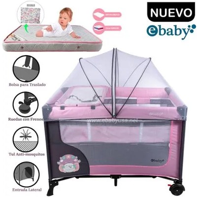 EBABY CUNA CORRAL CON CAMBIADOR HAPPY DREAM INCLUYE COLCHON