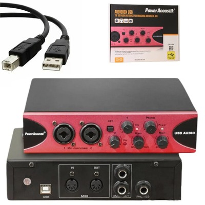 INTERFAZ AUDIO PORTATIL USB DJ KARAOKE POWER ACOUSTIK 48V 2 ENTRADA MIDI GUITARRA XYF4