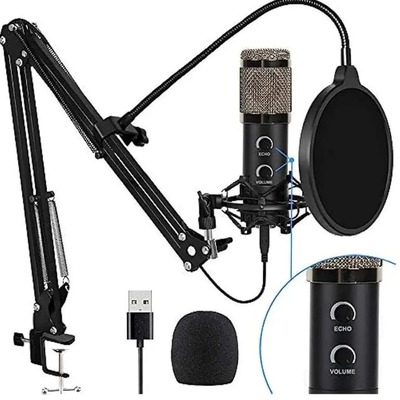 KIT MICROFONO CONDENSADOR USB ESTUDIO PODCAST BM838 CON PLOMO