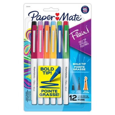 PAPER MATE MARCADOR FLAIR BOLD TIP PUNTA GRUESA 12 UNIDADES